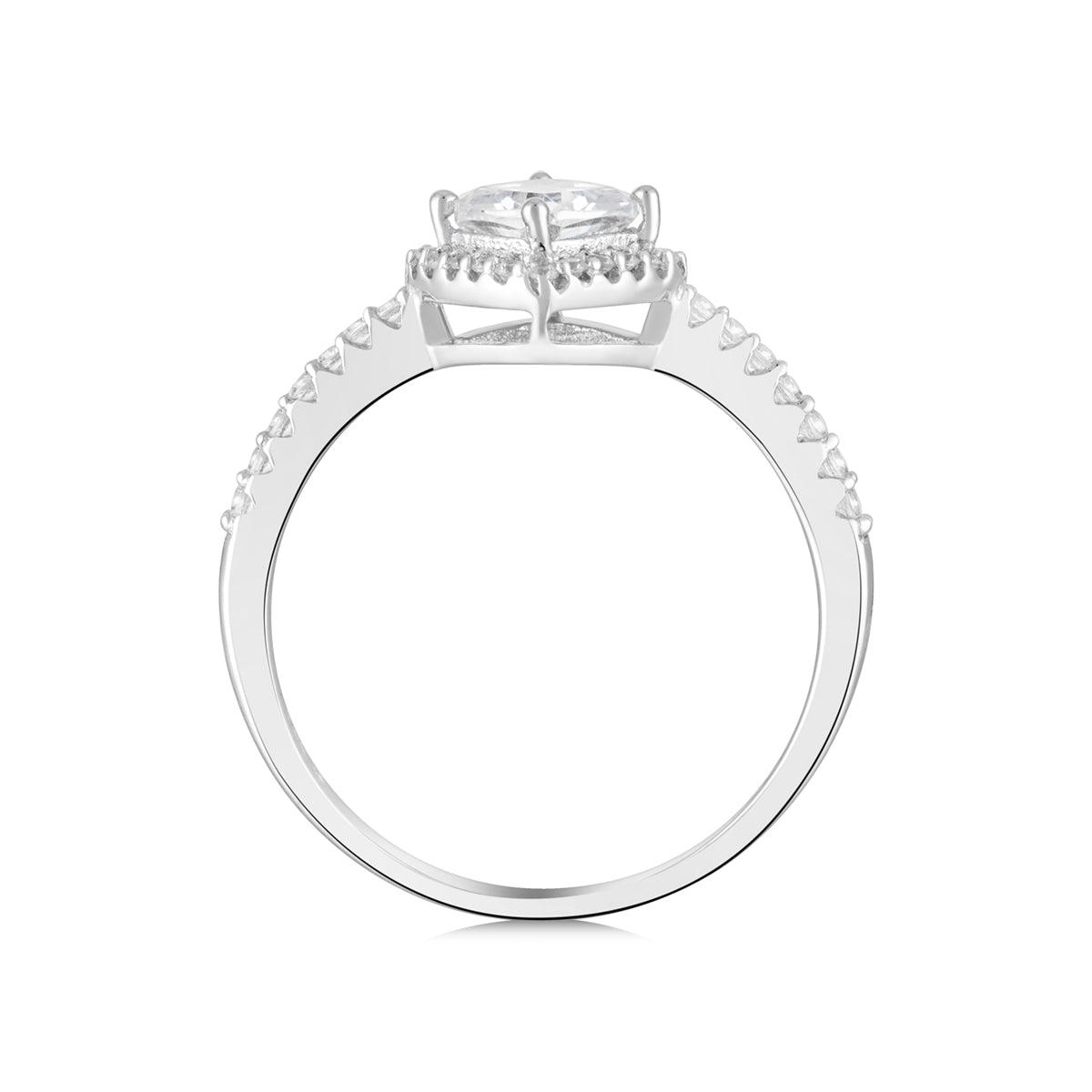Argento Silver Cushion Cut Halo Ring