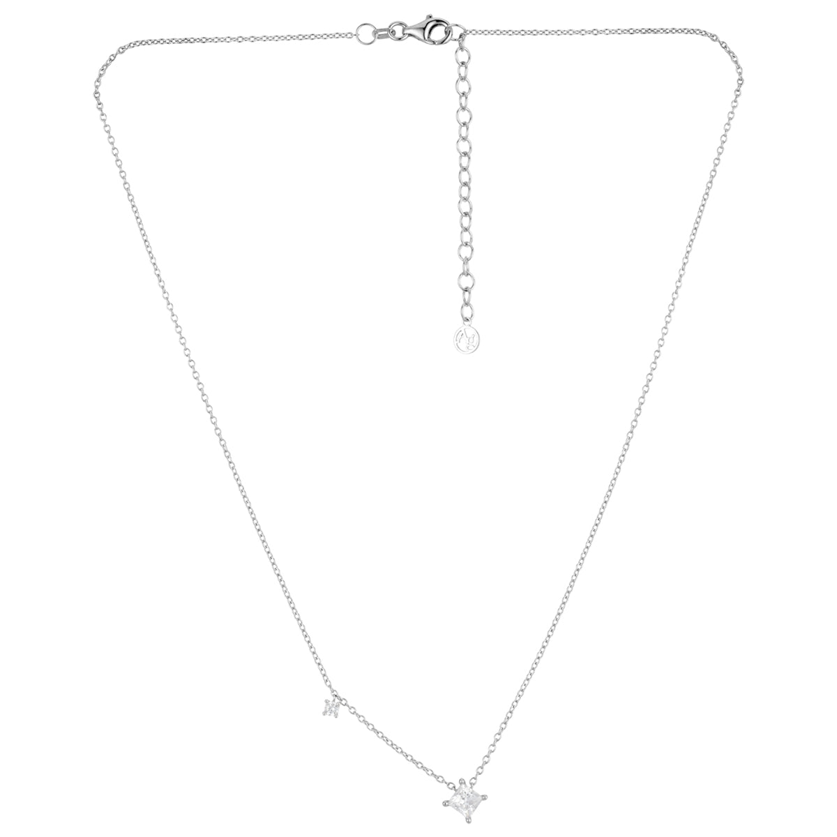 Argento Silver Princess Solitaire CZ  Necklace
