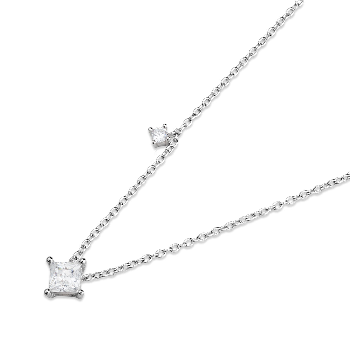 Argento Silver Princess Solitaire CZ  Necklace
