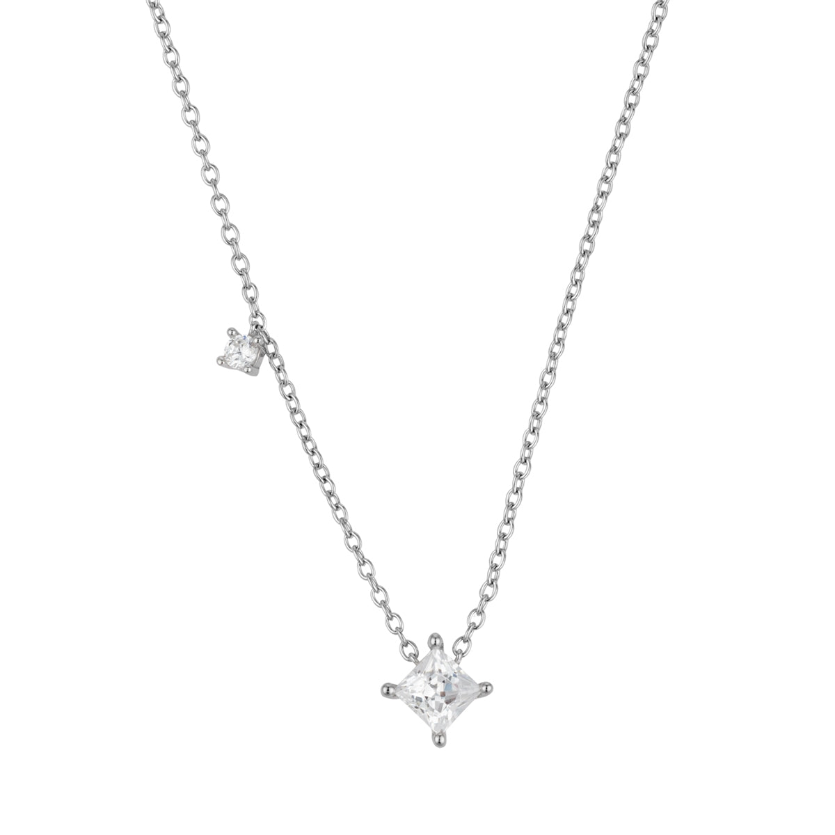 Argento Silver Princess Solitaire CZ  Necklace