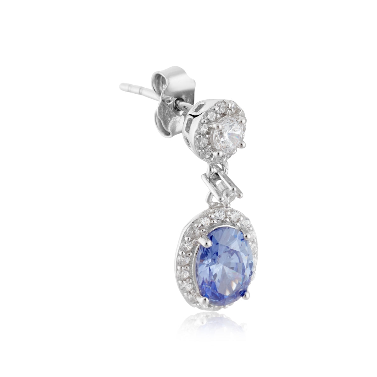 Argento Silver Double Halo Tanzanite Drop Earrings