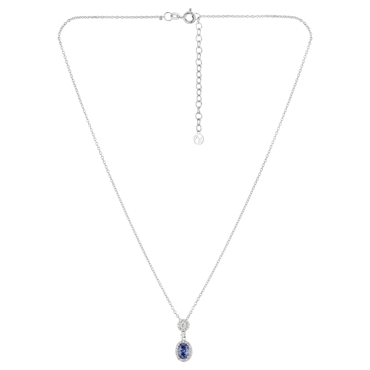 Argento Silver Double Halo Tanzanite Necklace
