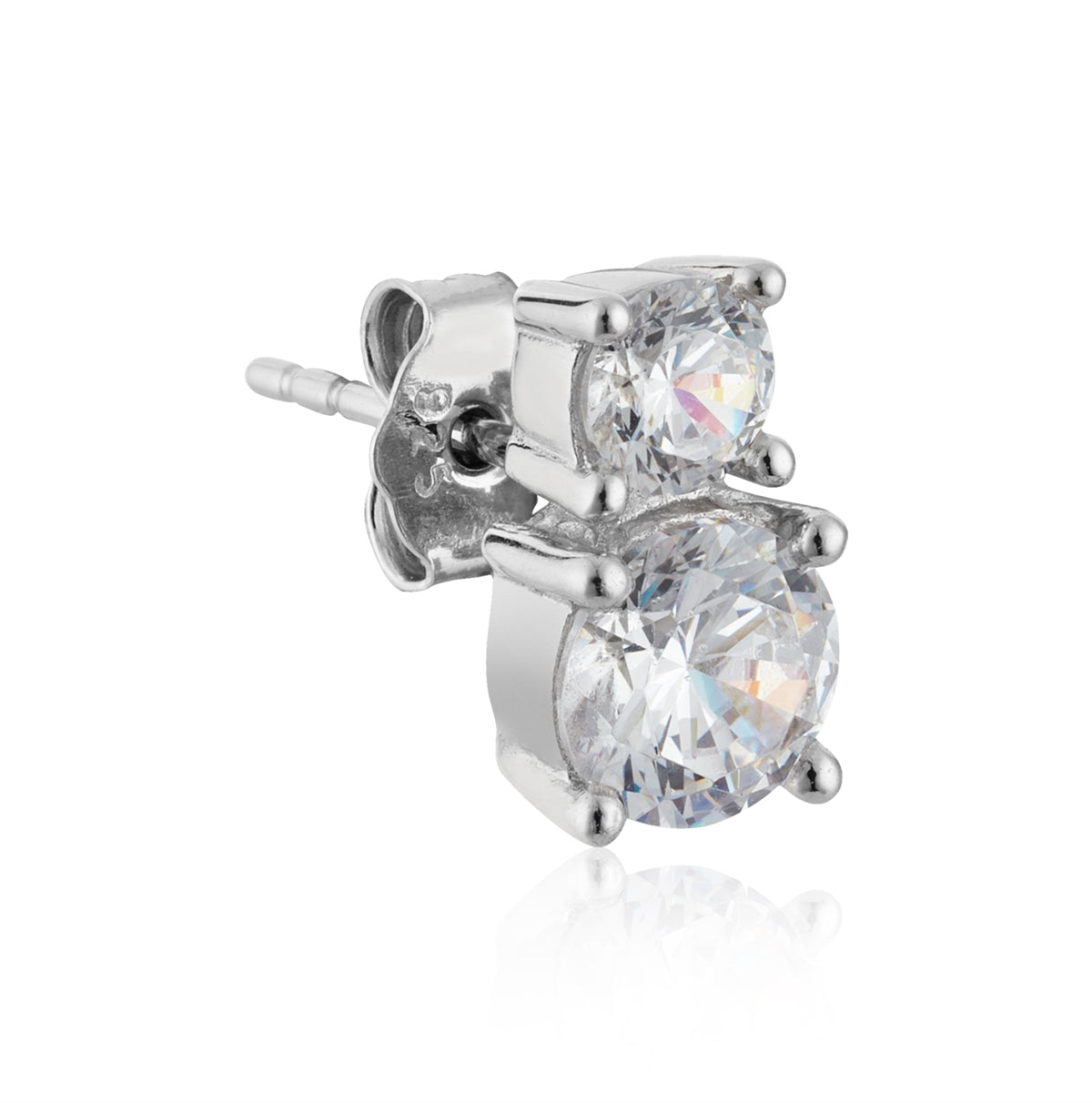 Argento Silver Double Solitaire Stud Earrings
