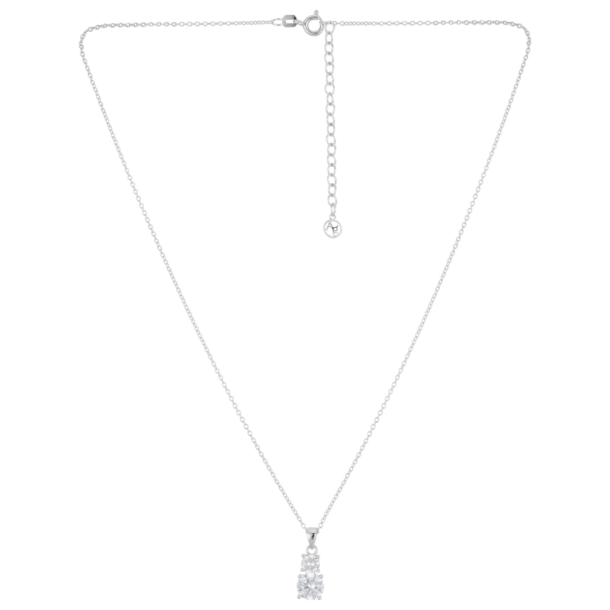 Argento Silver Double Solitaire Necklace