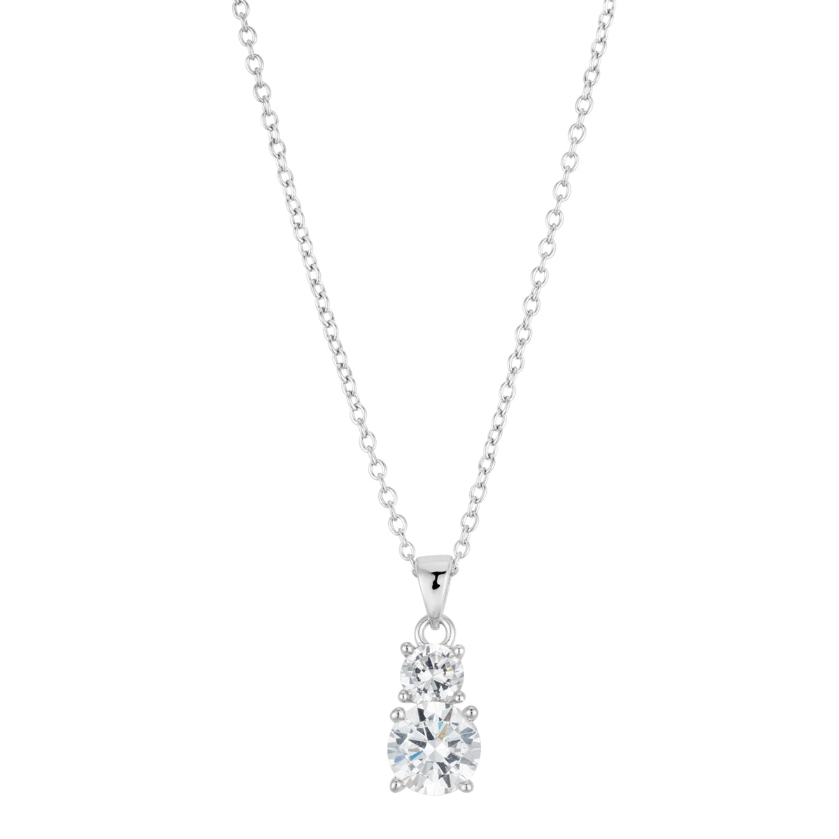 Argento Silver Double Solitaire Necklace