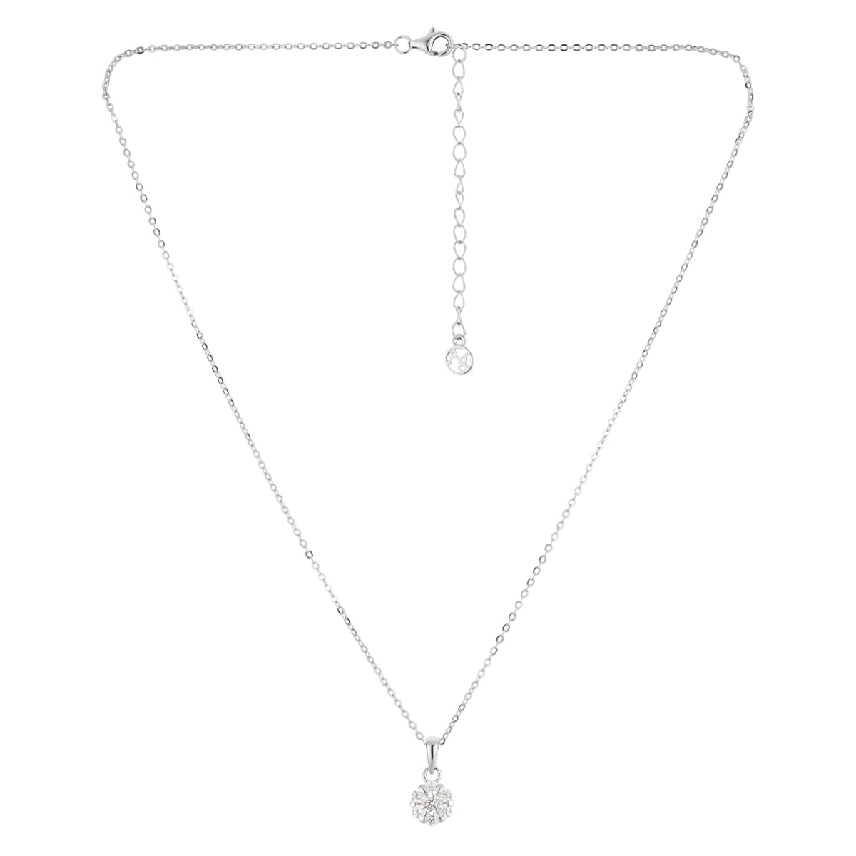 Argento Silver Floral CZ Halo Necklace