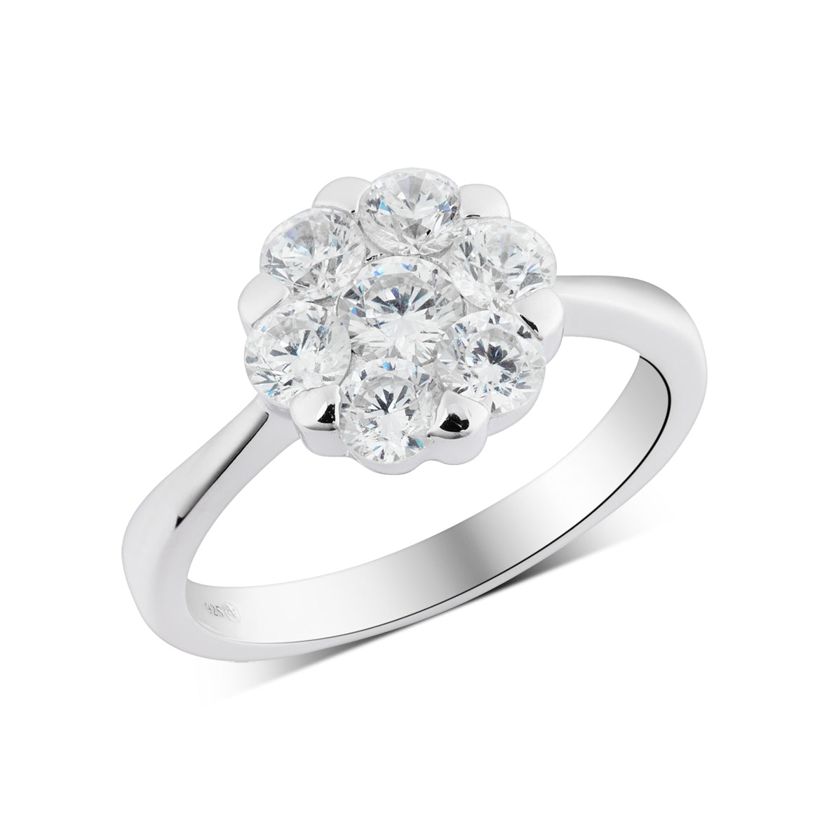 Argento Silver Floral CZ Halo Ring