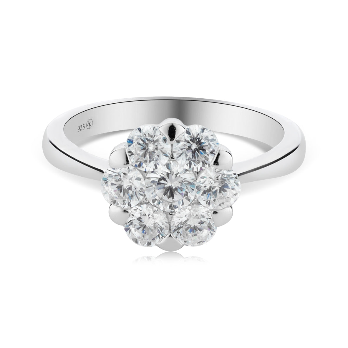 Argento Silver Floral CZ Halo Ring