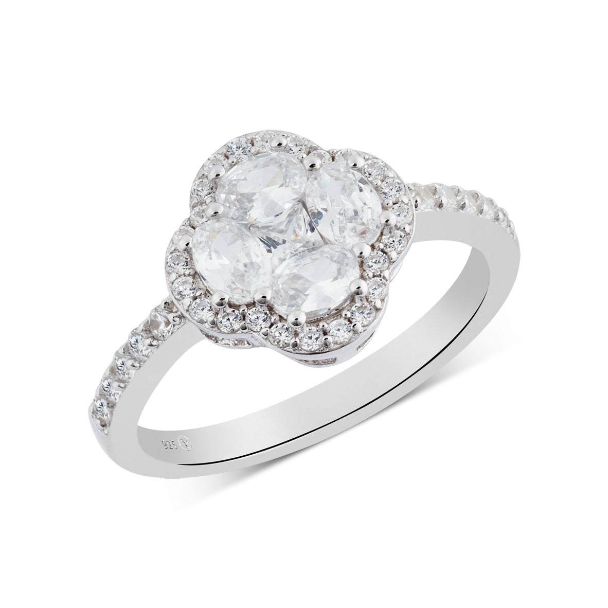 Argento Silver Halo Clover Ring