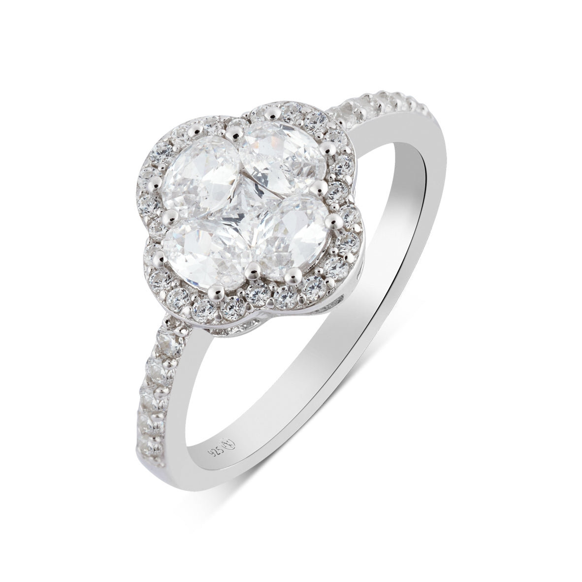 Argento Silver Halo Clover Ring