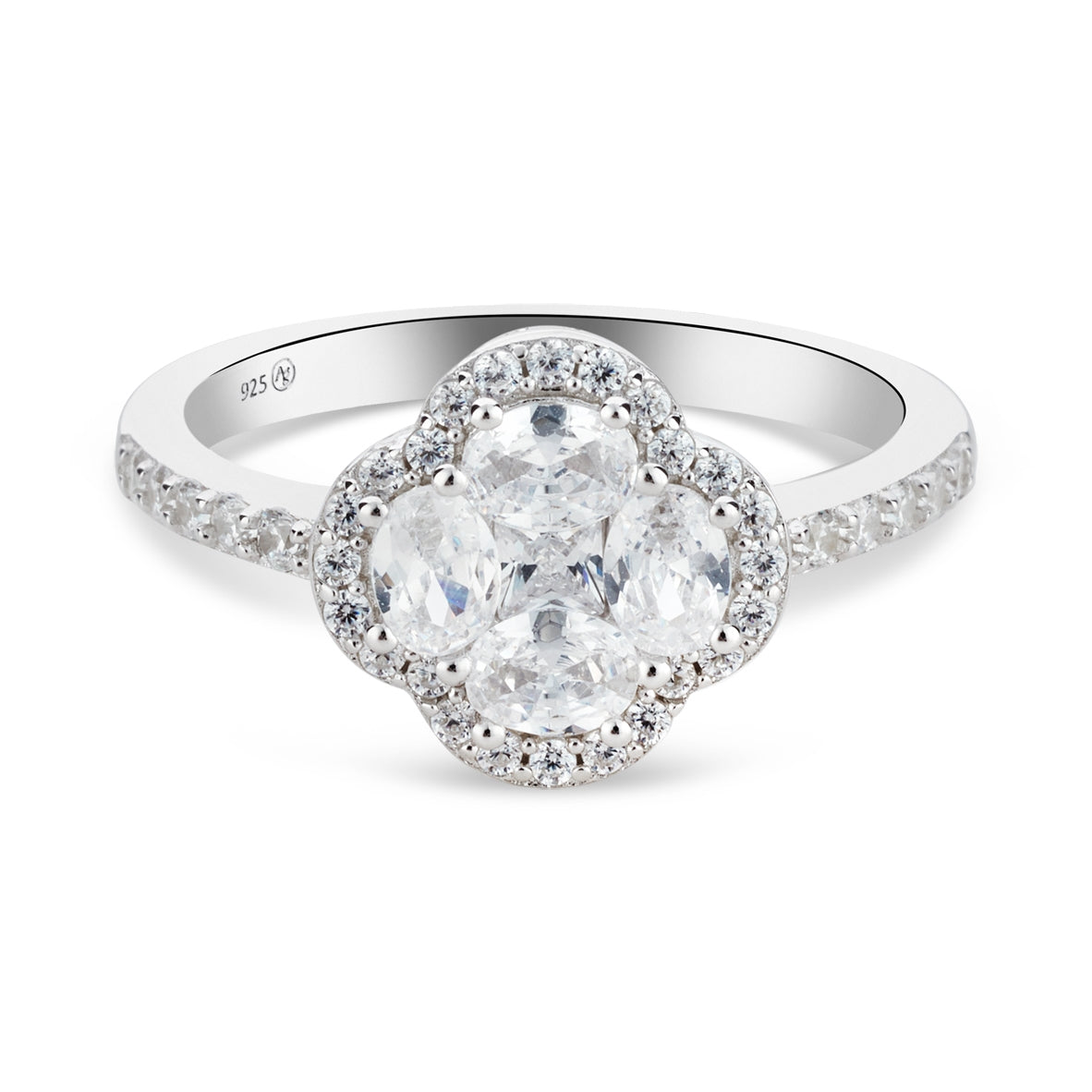 Argento Silver Halo Clover Ring