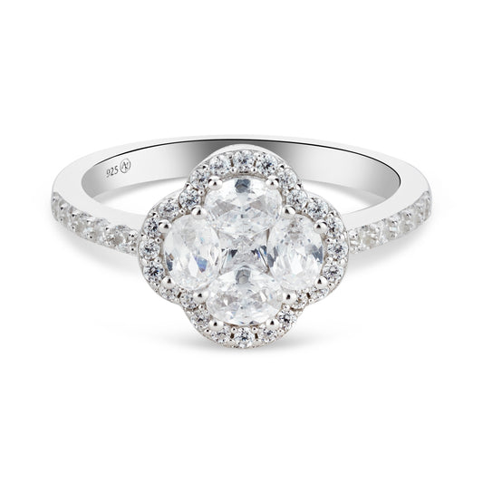 Argento Silver Halo Clover Ring
