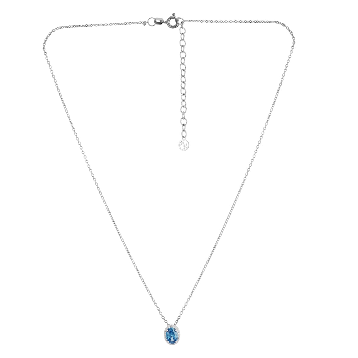 Argento Silver Light Blue Halo Necklace