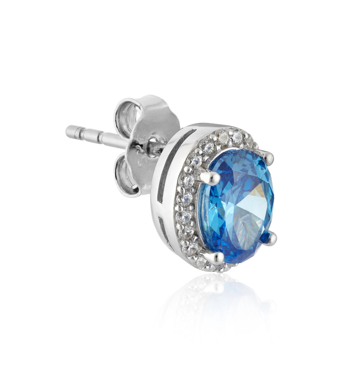 Argento Silver Light Blue Halo Stud Earring