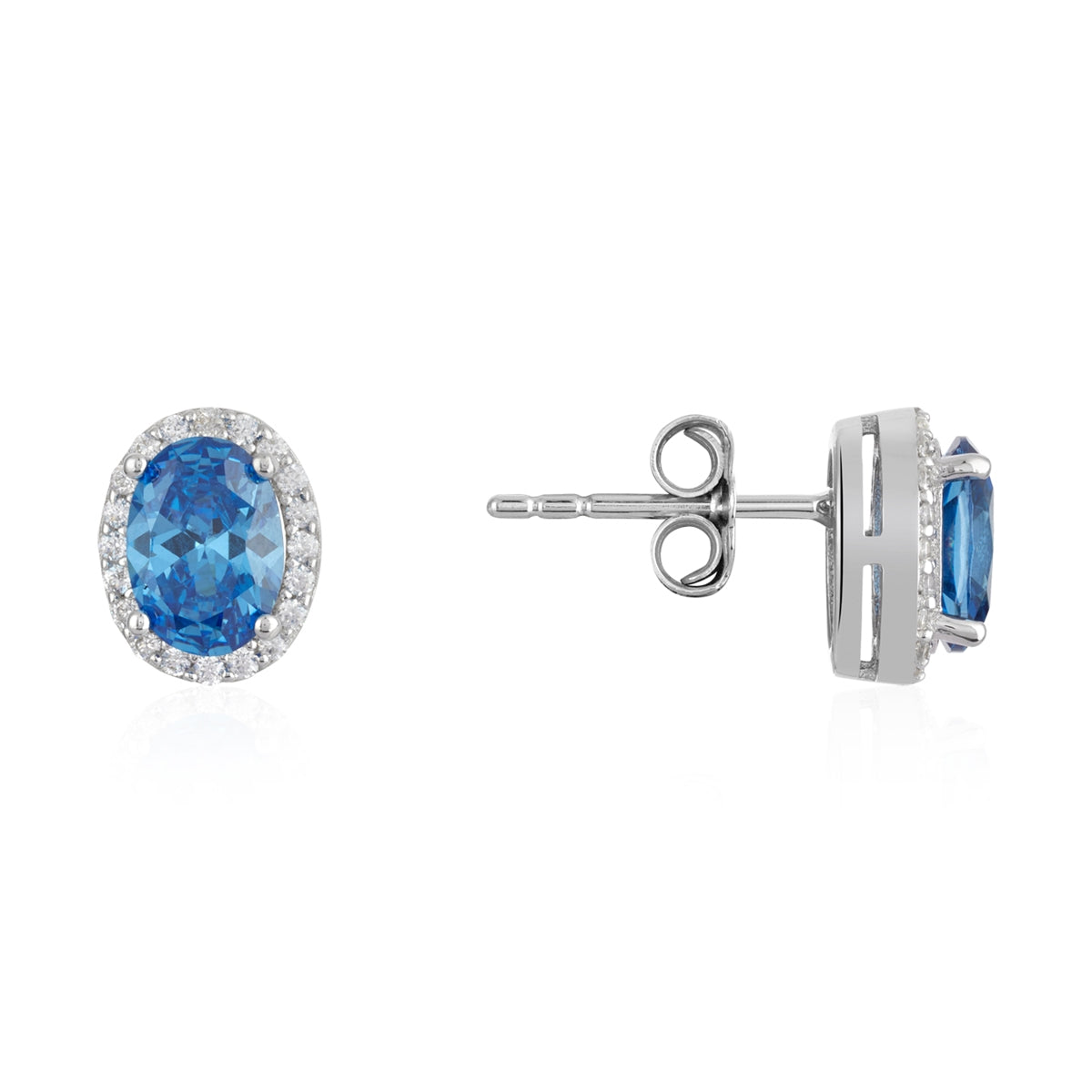Argento Silver Light Blue Halo Stud Earring
