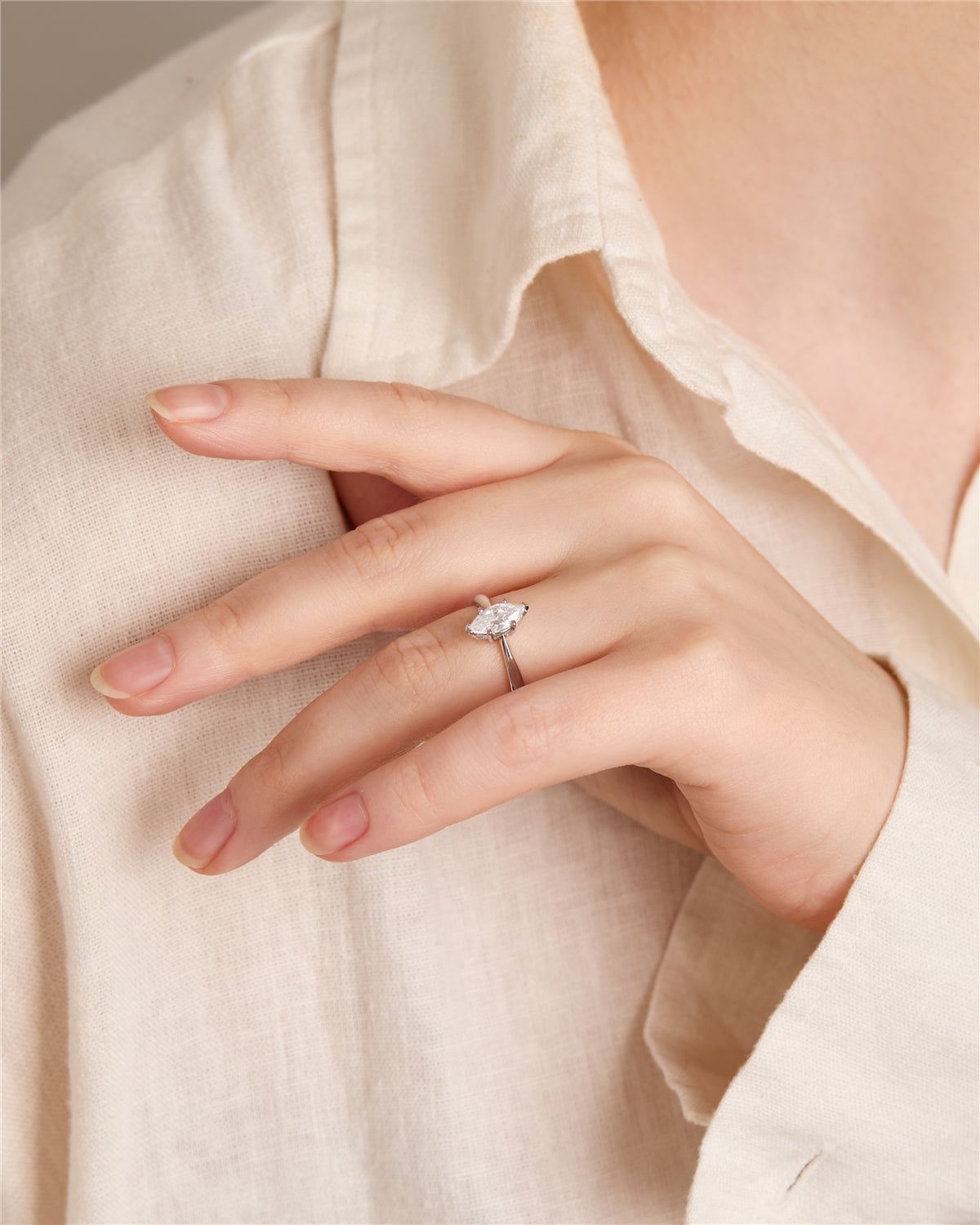 Argento Silver Marquise CZ Solitaire Ring