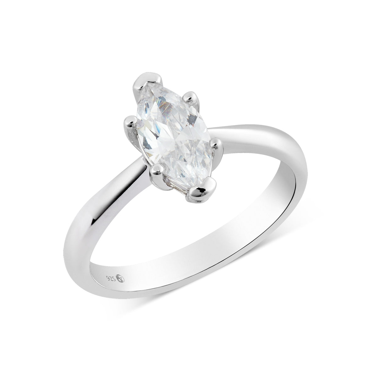 Argento Silver Marquise CZ Solitaire Ring