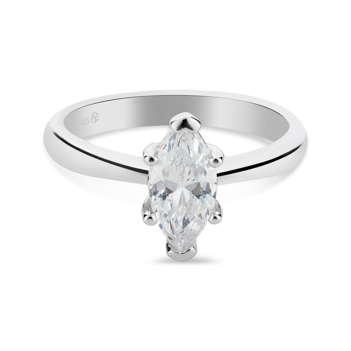 Argento Silver Marquise CZ Solitaire Ring
