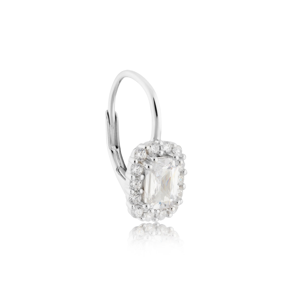 Argento Silver Pavé Rectangular Halo Hoops