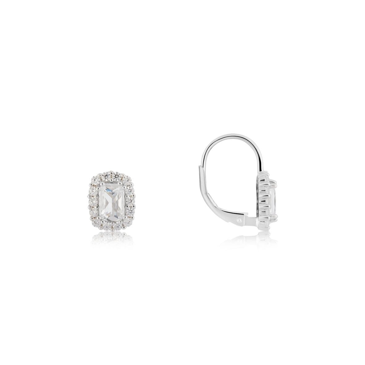 Argento Silver Pavé Rectangular Halo Hoops