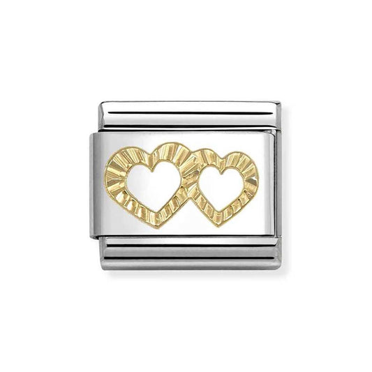 Nomination Gold Diamond Double Hearts Charm