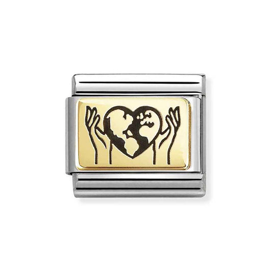 Nomination Gold Hands With Heat Globe Charm