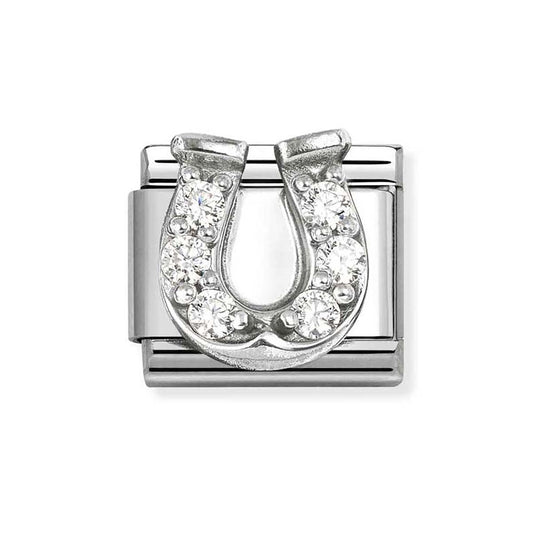 Nomination Silver White CZ Horseshoe Charm