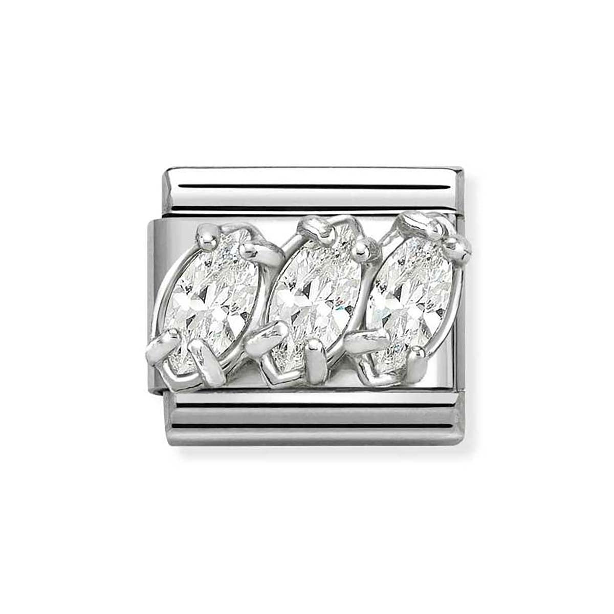 Nomination Silver White CZ Trilogy Charm