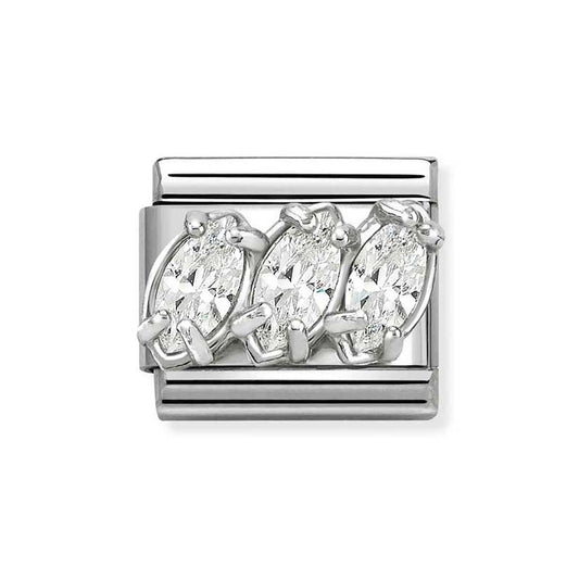 Nomination Silver White CZ Trilogy Charm