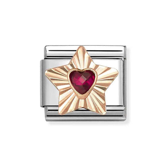 Nomination Rose Gold Star Red Heart Charm