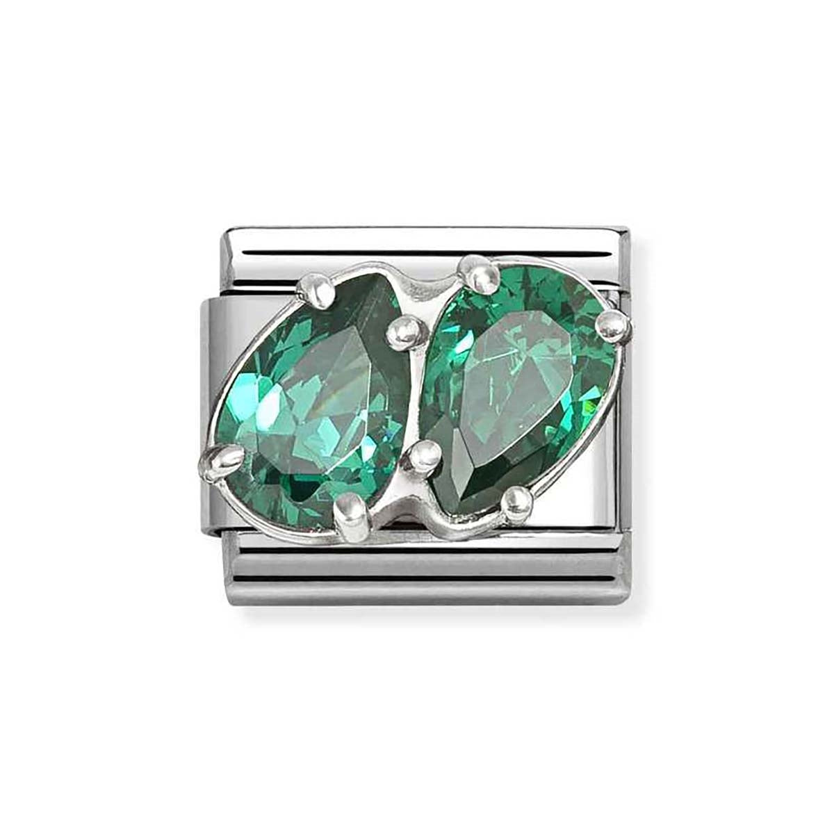 Nomination Silver Green CZ Double Drop Charm