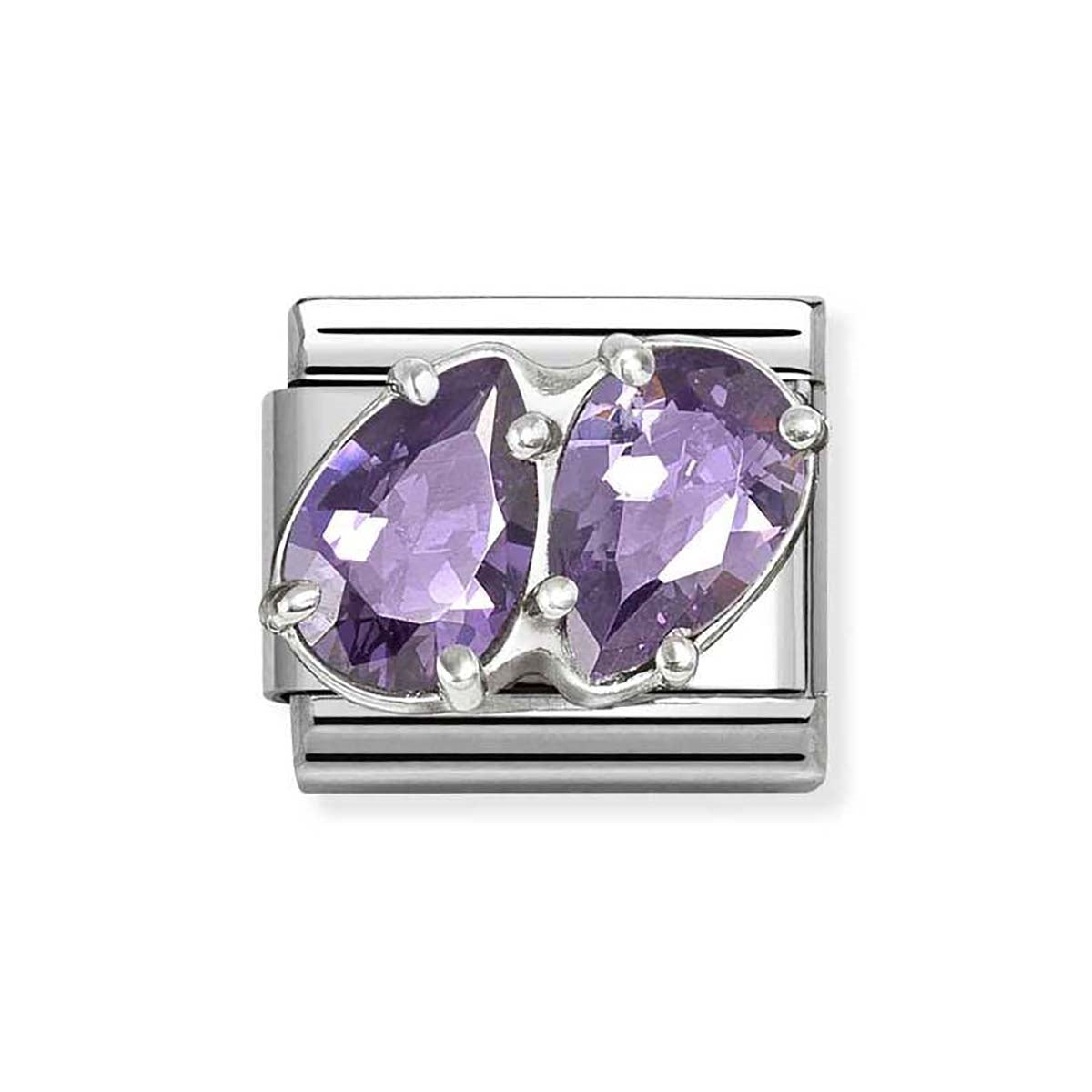 Nomination Silver Purple CZ Double Drop Charm