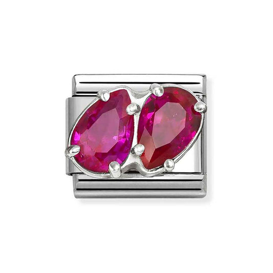 Nomination Silver Red CZ Double Drop Charm
