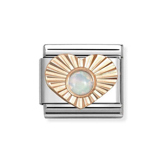 Nomination Rose Gold White Opal Heart Charm
