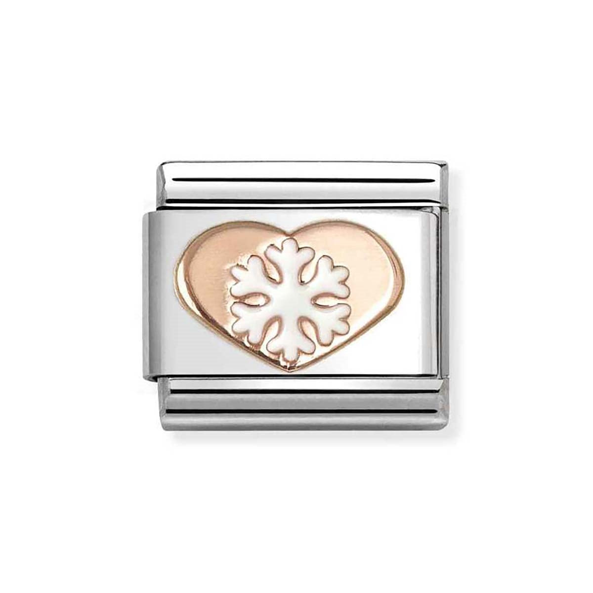 Nomination Rose Gold Heart White Snowflake Charm