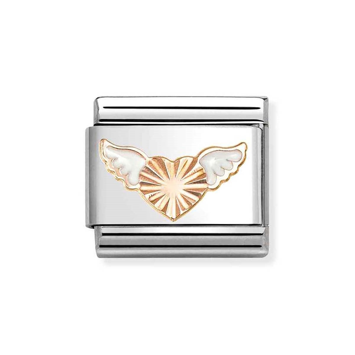 Nomination Rose Gold White Wings Diamond Heart Charm