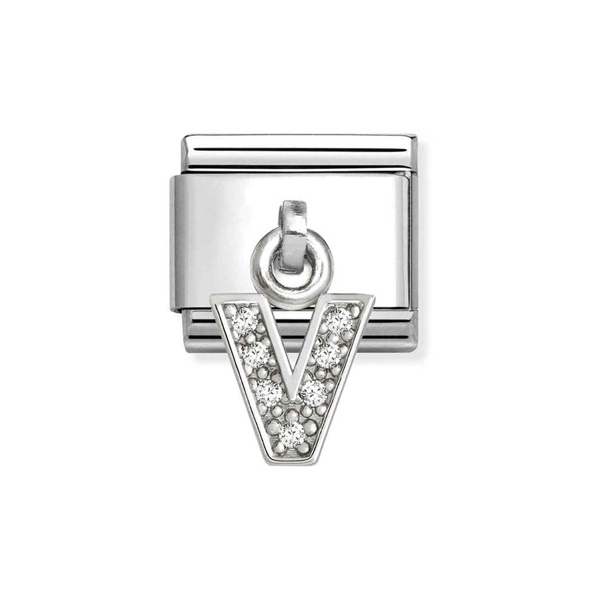 Nomination Silver CZ Dangle V Charm