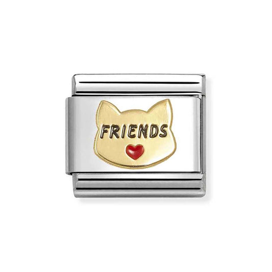 Nomination Gold 'Friends' Red Heart Cat Charm