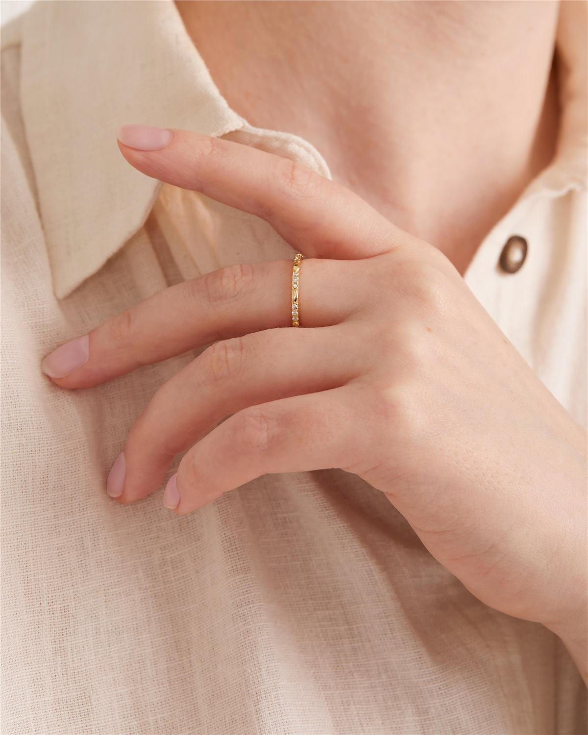 Argento Gold 14k Plated Diamond CZ Band Ring