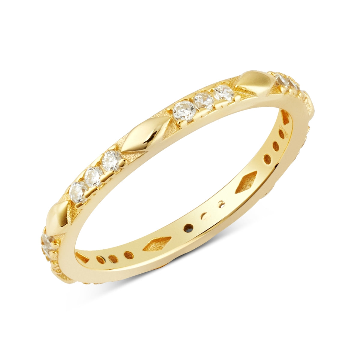 Argento Gold 14k Plated Diamond CZ Band Ring