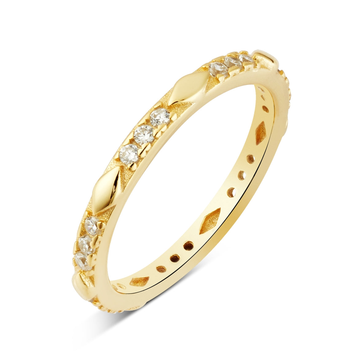 Argento Gold 14k Plated Diamond CZ Band Ring