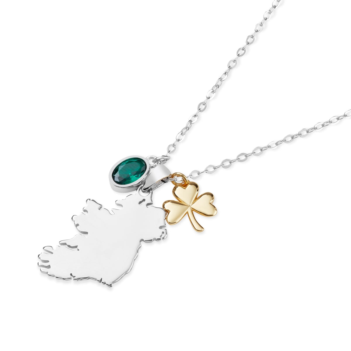 Argento Silver Two Tone Ireland Charm Necklace