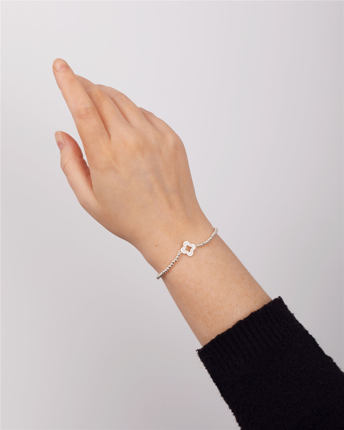 August Woods Silver Open Clover Stretch Bracelet