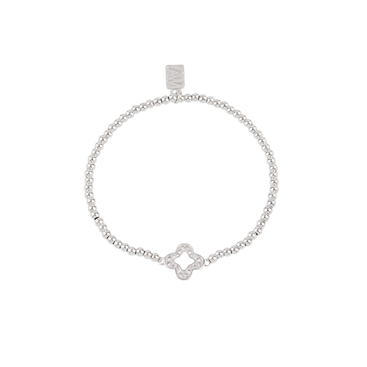 August Woods Silver Open Clover Stretch Bracelet
