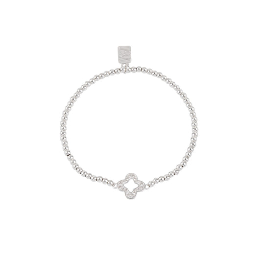 August Woods Silver Open Clover Stretch Bracelet