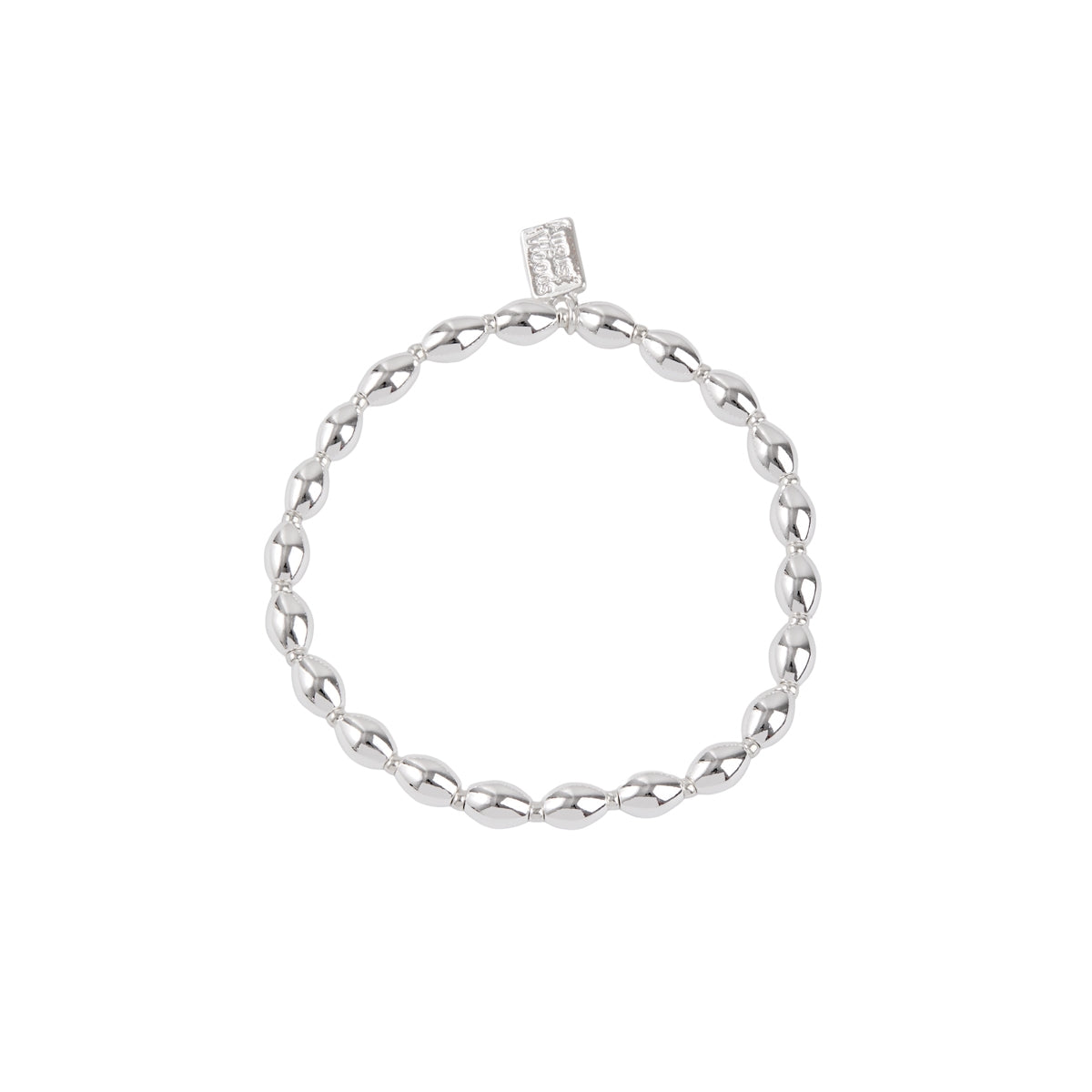 August Woods Silver Oval Beaded Stretch Bracelet