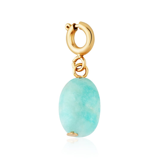 Over & Over Gold 14k Plated Blue Amazonite Charm