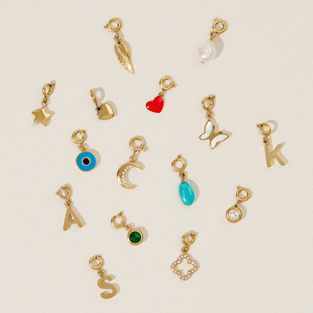 Over & Over Gold 14k Plated White CZ Charm
