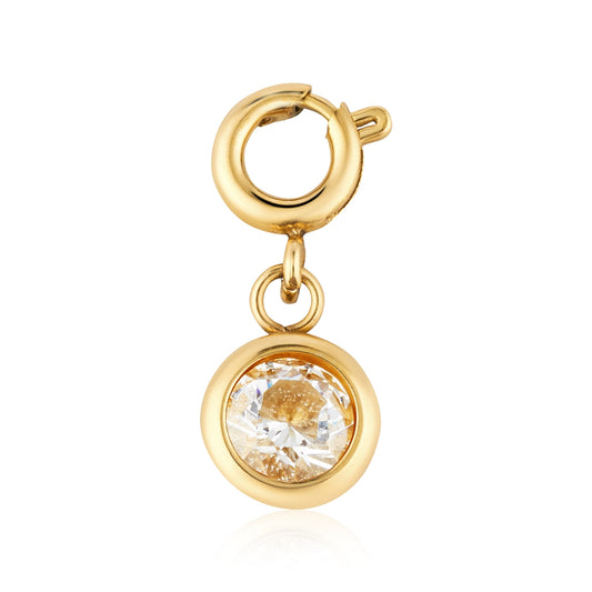 Over & Over Gold 14k Plated White CZ Charm