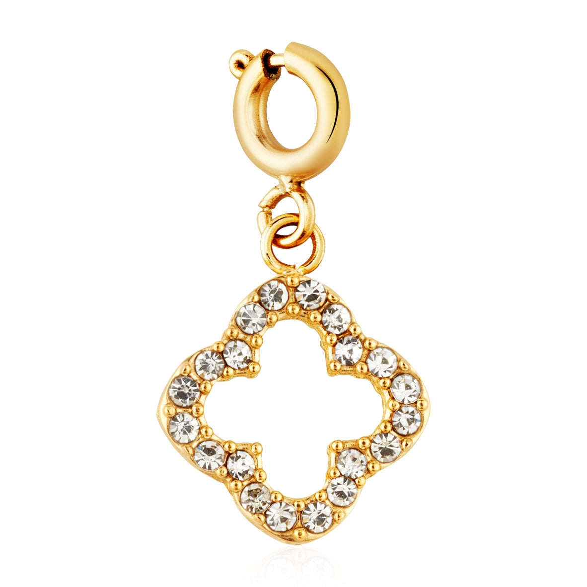 Over & Over Gold 14k Plated CZ Clover Charm